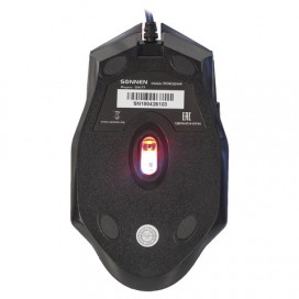 Мышь проводная игровая SONNEN GM-77, USB, 2400 dpi, 6 кнопок, оптическая, LED-подсветка, черная