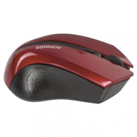 Мышь беспроводная SONNEN WM-250Br, USB, 1600 dpi, 3 кнопки + 1 колесо-кнопка, оптическая, бордовая