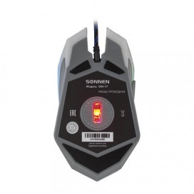 Мышь проводная игровая SONNEN GM-17, USB, 2400 dpi, 6 кнопок, оптическая, LED-подсветка, белая