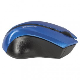 Мышь беспроводная SONNEN WM-250Bl, USB, 1600 dpi, 3 кнопки + 1 колесо-кнопка, оптическая, синяя