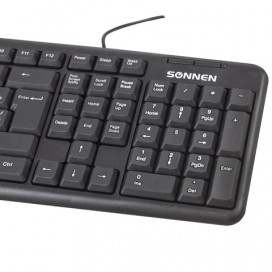 Клавиатура проводная SONNEN KB-8136, USB, 107 клавиш, черная, 512651