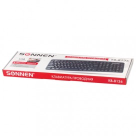 Клавиатура проводная SONNEN KB-8136, USB, 107 клавиш, черная, 512651
