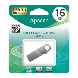 Флэш-диск 16 Gb APACER AH15A, USB 3.1, металлический корпус, серебристый, AP16GAH15AA-1