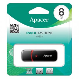 Флэш-диск 8 GB, APACER AH333, USB 2.0, черный, AP8GAH333B-1