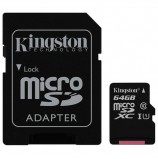 Карта памяти micro SDXC, 64 GB, KINGSTON Canvas Select, UHS-I U1, 80 Мб/сек. (class 10), адаптер, SDCS/64GB