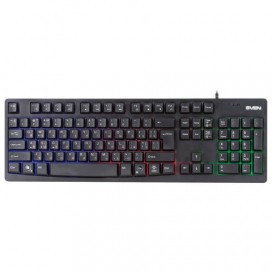 Клавиатура проводная игровая SVEN KB-C7100EL, с подсветкой, USB, 104 клавиши, чёрная, SV-015619