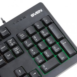 Клавиатура проводная игровая SVEN KB-C7100EL, с подсветкой, USB, 104 клавиши, чёрная, SV-015619