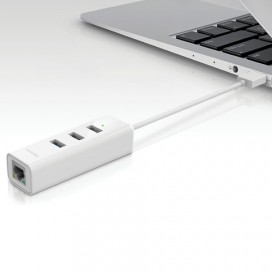 Сетевой адаптер TP-LINK UE330, USB 3.0, 1000 Мбит, 3 x USB 3.0, компактный, для ультрабуков и макбуков