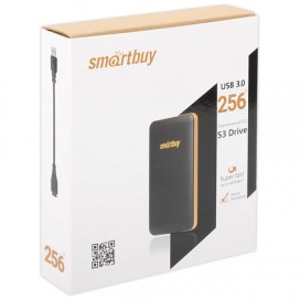 Диск жесткий внешний SSD, 256 GB, SMARTBUY S3 Drive, USB 3.0, черный, 256GBS3DB18SU30