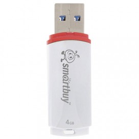 Флэш-диск 4 GB, SMARTBUY Crown, USB 2.0, белый, SB4GBCRW-W