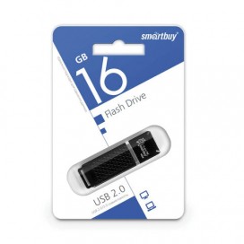 Флэш-диск 16 GB, SMARTBUY Quartz, USB 2.0, черный, SB16GBQZ-K