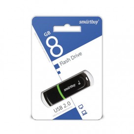 Флэш-диск 8 GB, SMARTBUY Paean, USB 2.0, черный, SB8GBPN-K