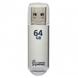 Флэш-диск 64 GB, SMARTBUY V-Cut, USB 2.0, металлический корпус, серебристый, SB64GBVC-S