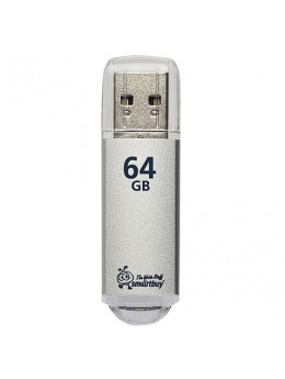 Флэш-диск 64 GB, SMARTBUY V-Cut, USB 2.0, металлический корпус, серебристый, SB64GBVC-S