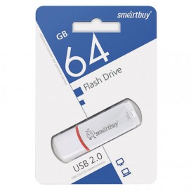 Флэш-диск 64 GB, SMARTBUY Crown, USB 2.0, белый, SB64GBCRW-W