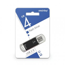 Флэш-диск 4 GB, SMARTBUY V-Cut, USB 2.0, металлический корпус, черный, SB4GBVC-K