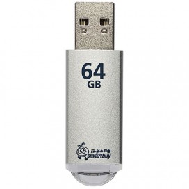 Флэш-диск 64 GB, SMARTBUY V-Cut, USB 2.0, металлический корпус, серебристый, SB64GBVC-S