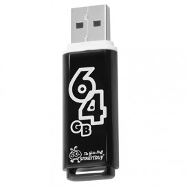 Флэш-диск 64 GB, SMARTBUY Glossy, USB 2.0, черный, SB64GBGS-K