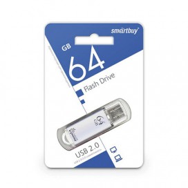 Флэш-диск 64 GB, SMARTBUY V-Cut, USB 2.0, металлический корпус, серебристый, SB64GBVC-S