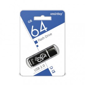 Флэш-диск 64 GB, SMARTBUY Glossy, USB 2.0, черный, SB64GBGS-K