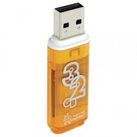 Флэш-диск 32 GB, SMARTBUY Glossy, USB 2.0, оранжевый, SB32GBGS-Or