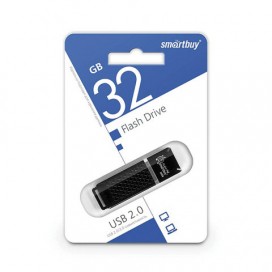 Флэш-диск 32 GB, SMARTBUY Quartz, USB 2.0, черный, SB32GBQZ-K