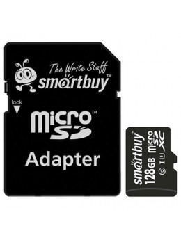 Карта памяти micro SDXC, 128 GB, SMARTBUY, UHS-1 U1, 80 Мб/сек. (class 10), с адаптером, SB128GBSDCL1001