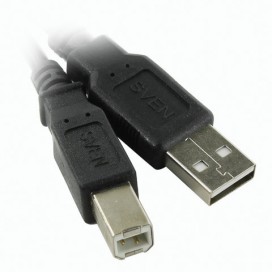 Кабель USB 2.0 AM-BM, 3 м, SVEN, для подключения принтеров, МФУ и периферии, SV-015527