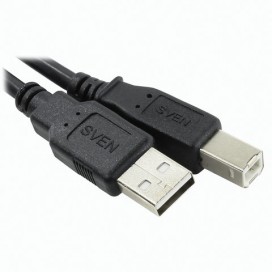Кабель USB 2.0 AM-BM, 5 м, SVEN, для подключения принтеров, МФУ и периферии, SV-015503