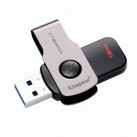 Флэш-диск 16 GB, KINGSTON DataTraveler SWIVL, USB 3.0, черный/серебристый, DTSWIVL/16GB