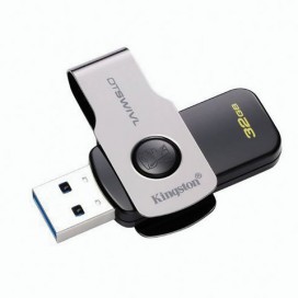 Флэш-диск 32 GB, KINGSTON DataTraveler SWIVL, USB 3.0, черный/серебристый, DTSWIVL/32GB