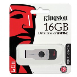 Флэш-диск 16 GB, KINGSTON DataTraveler SWIVL, USB 3.0, черный/серебристый, DTSWIVL/16GB