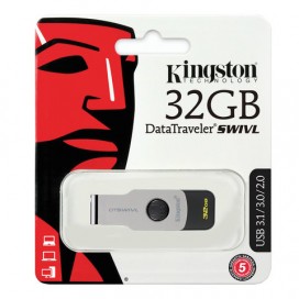 Флэш-диск 32 GB, KINGSTON DataTraveler SWIVL, USB 3.0, черный/серебристый, DTSWIVL/32GB