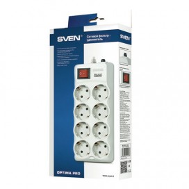 Сетевой фильтр SVEN Optima Pro, 8 розеток, 1,8 м, серый, SV-015350