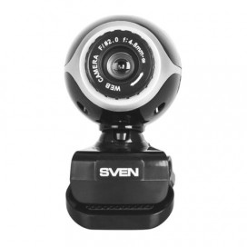 Веб-камера SVEN IC-300 HD, 0,3 Мп, микрофон, USB 2.0, регулируемое крепление, черный, SV-0602IC300