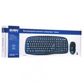Набор беспроводной SVEN Comfort 3400, клавиатура 112 клавиш, мышь 5 кнопок + 1 колесо-кнопка, черный, SV-03103400WB