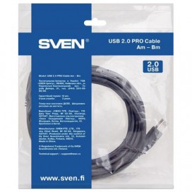 Кабель USB 2.0 AM-BM 1,8 м SVEN PRO, 2 фильтра, для подключения принтеров, МФУ и периферии, SV-015923
