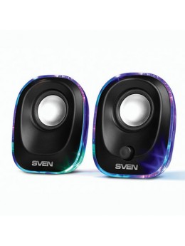 Колонки компьютерные с подсветкой SVEN 330, 2.0, 2х2,5 Вт, пластик, черные, SV-014001 Колонки компьютерные с подсветкой SVEN 330, 2.0, 2х2,5 Вт, пластик, черные, SV-014001