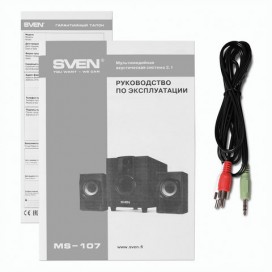Колонки компьютерные SVEN AC MS-107, 2.1, 10 Вт, пластик, черные, SV-014810