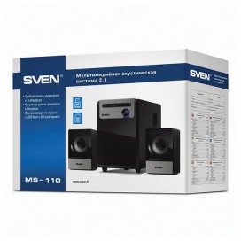 Колонки компьютерные SVEN AC MS-110, 2.1, 10 Вт, USB, SD, MP3-плеер, дерево-пластик, черные, SV-014056