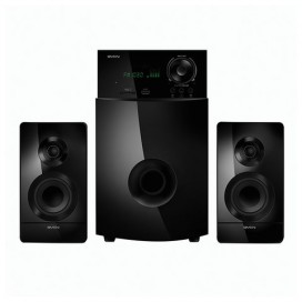 Колонки компьютерные SVEN AC MS-2100, 2.1, 80 Вт, часы, FM-тюнер, дерево, черные, SV-012236