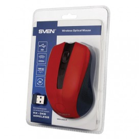 Мышь беспроводная SVEN RX-345, 5 кнопок + 1 колесо-кнопка, оптическая, красная, SV-014155
