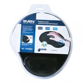 Коврик для мыши SVEN GL009BK, полиуретан + лайкра, 260х225х5 мм, черный, SV-009854