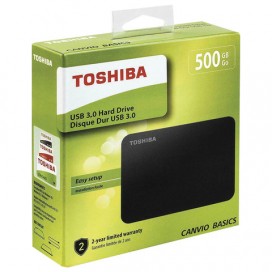 Диск жесткий внешний HDD TOSHIBA Canvio Basics 500GB, 2.5', USB 3.0, черный, HDTB405EK3AA