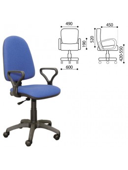 Кресло 'Престиж', регулируемая спинка, с подлокотниками, черно-синее, В-12