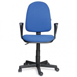 Кресло 'Престиж', регулируемая спинка, с подлокотниками, черно-синее, В-12