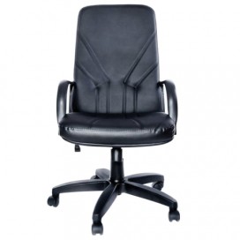 Кресло офисное 'Менеджер', кожа, монолитный каркас, черное К-01