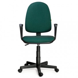 Кресло 'Престиж', регулируемая спинка, с подлокотниками, черно-зеленое