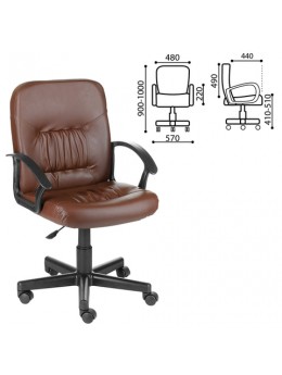 Кресло 'Чип', с подлокотниками, кожзам, коричневое