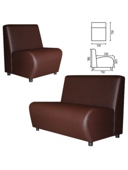Кресло 'V-600', 780х550х750 мм, без подлокотников, экокожа, коричневое